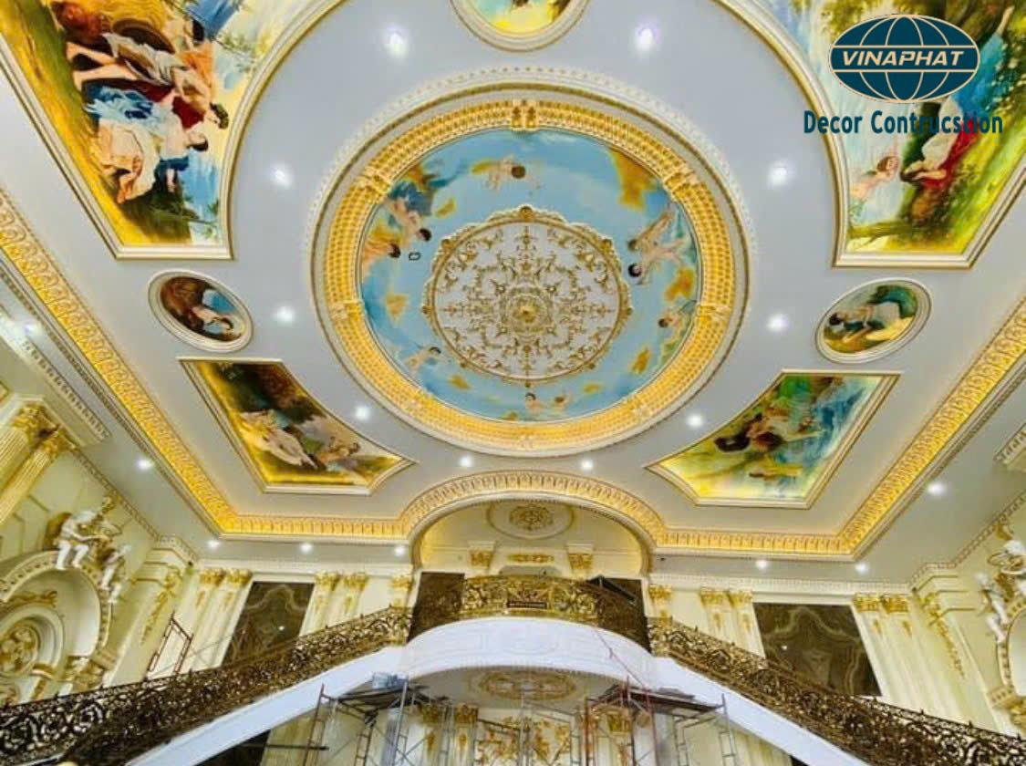 Trần thạch cao dát vàng