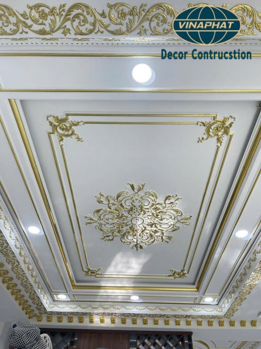 dát vàng 24K trên phào cổ trần thạch cao